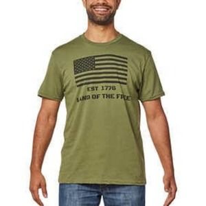USA made Patriotic Tee Army OD Green United States of America Est 1776 tshirt